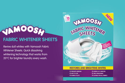 Restore Brighter Whites With Vamoosh Fabric Whitener Sheets