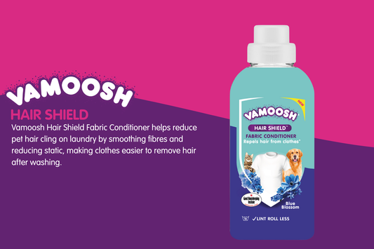 Reduce Pet Hair on Clothes With Vamoosh Hair Shield Fabric Conditioner